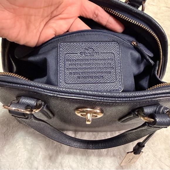 Coach Prince Street Mini Satchel Crossgrain Leather Blue - Picture 14 of 15